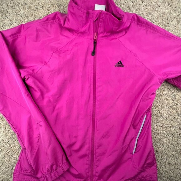 Adidas Full Zip Pink Track Jacket With Pockets Women's Size Medium Long Sleeve - Picture 1 of 13